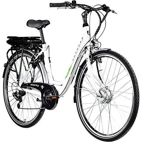 Elektrofahrräder : Zündapp E Bike 700c Damenrad Pedelec Z503 28 Zoll Elektrofahrrad E Damenrad (weiß / grün, 49 cm)