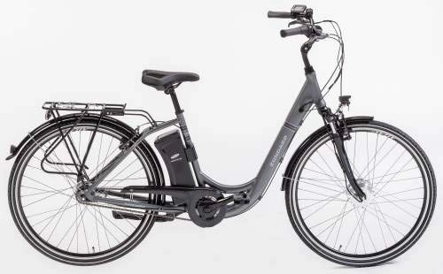 Elektrofahrräder : Zündapp E-Bike Alu-City Green 3.0 | 26 Zoll | 250 W | Vorderradmotor | 36 V | SAMSUNG Akku | 11 Ah | Damen | 7-Gang SHIMANO Nabenschaltung | ca. 100 km | brillant silber | Blaupunkt LCD Display