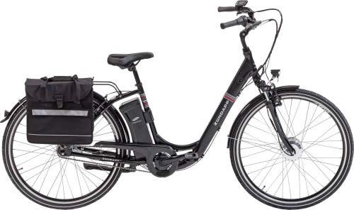 Elektrofahrräder : Zündapp E-Bike Alu-City Green 3.0 | 26 Zoll | inkl. 2. Akku + Packtasche | 250 W | Vorderradmotor | 36 V | SAMSUNG Akku | 11 Ah | Damen | 7-Gang SHIMANO Nabenschaltung | ca. 100 km | schwarz matt