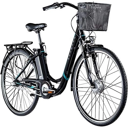 Elektrofahrräder : Zündapp E Damenrad 700c E-Bike Pedelec Z510 Citybike Elektrofahrrad 28" Fahrrad (schwarz / türkis, 48 cm)