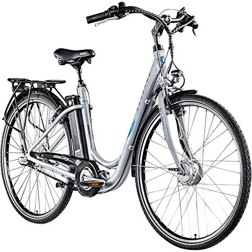 Elektrofahrräder : Zündapp Green 2.7 28 Zoll E-Bike E Cityrad Damenrad Pedelec Elektrofahrrad Damen Fahrrad 700c (grau, 48 cm)