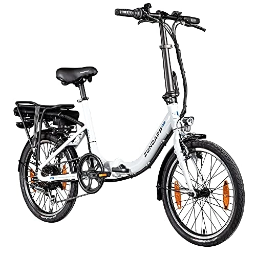 Elektrofahrräder : Zündapp Z110 20 Zoll E Bike Faltrad Damen Herren Elektrofahrrad klappbar Fahrrad Elektro Klapprad Ebike Pedelec E-Bike Erwachsene Klappfahrrad (weiß, 33cm)