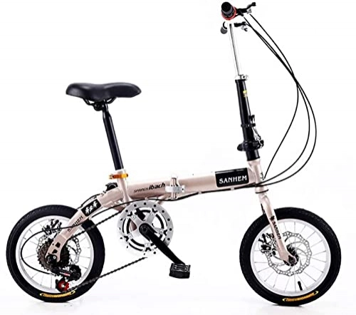Falträder : 14-Zoll-faltbares Mini-Ultraleicht-tragbares Erwachsenes Kinder-Studenten-Männer Und Frauen-kleines Rad Mit Variabler Geschwindigkeits-Doppelscheibenbremse-Fahrrad, Weiß, Super