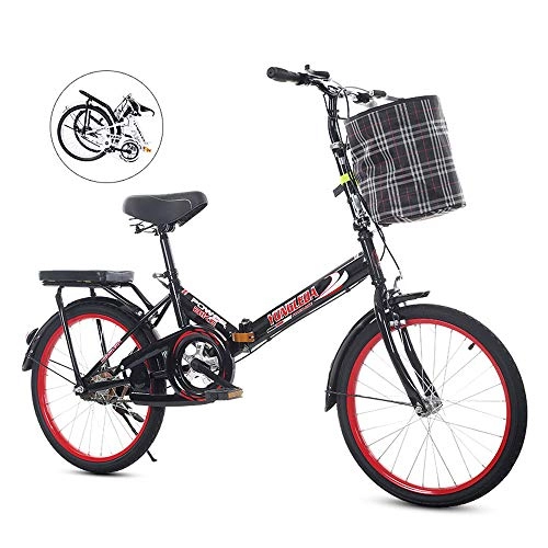 Falträder : 20"Leichtes 7-Fach Faltbares Fahrrad City Bicycle Kleines Tragbares Fahrrad Erwachsene Student Rennrad Shockabsorption(Color:schwarz)