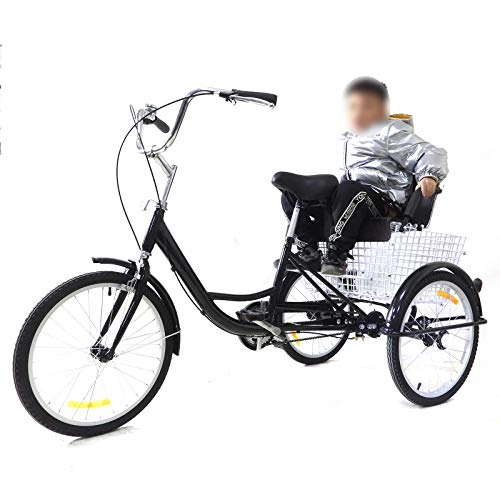Falträder : 20 Zoll 3 Rad Fahrrad Für Erwachsene Dreirad Mit Kindersitz Und Dreirädriger Klappkorb Fahrrad Schwarz Geschenk