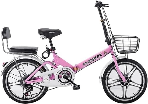 Falträder : 20 Zoll Faltrad Für Erwachsene, Leichtes Aluminium Faltrad Cityrad, Schnellfaltsystem, Ultraleichtes Tragbares Schülerrad PInk