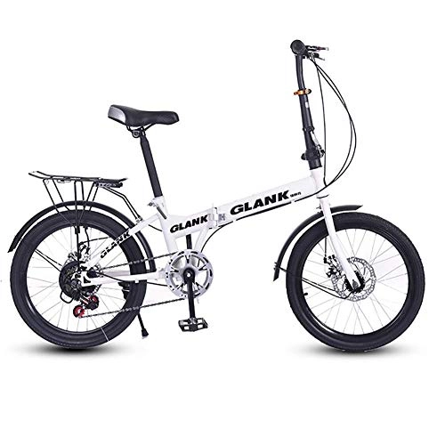 Falträder : 20-Zoll-Klapprad Doppelscheibenbremse Schülerfahrrad Faltbares Fahrrad aus Aluminiumlegierung Einzelgeschwindigkeitsfahrräder Schulsport, Weiß