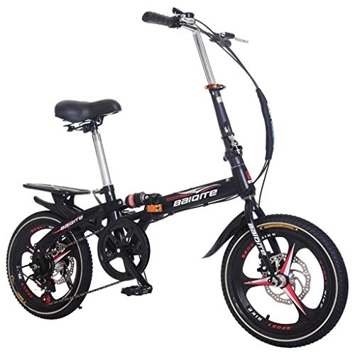 Falträder : 20 Zoll leichtes Mini-Faltrad Kleines tragbares Fahrrad für Erwachsene Schüler, Kompaktes Fahrrad mit Variabler Geschwindigkeit, zur Arbeit / zur Schule / Freizeit - einfach zu tragen (Schwarz)