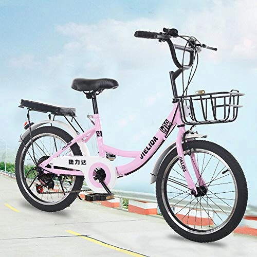 Falträder : 20 Zoll Rosa Kinderfahrrad Jungen und Mädchen Fahrrad mit Korb und Rücksitz Unisex Kids Bike Fahrrad City Bike Jugendfahrrad