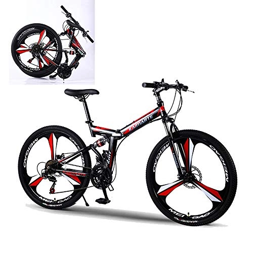 Falträder : 21 Speed-Folding Fahrrad, 26" Rad Mountain Bike Für Männer Frauen, Mit Hohen Geschwindigkeit Ändern Doppel Shock Absorptionsystem, Für Alle Arten Von Straßen, Rot
