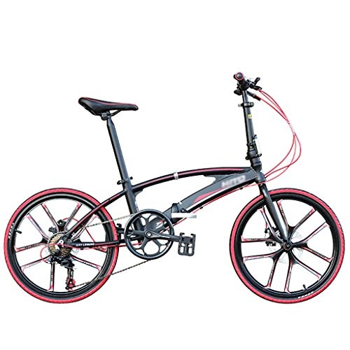 Falträder : 22-Zoll-Doppelrohr-Faltrad, bewegliches, Scheibenbremse, Leicht, Rennrad für Männer und Frauen, Erwachsene, Schwarz