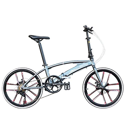 Falträder : 22-Zoll-Doppelrohr-Klappfahrrad, tragbare, Scheibenbremse, leichtes Rennrad für Männer und Frauen, Erwachsene, Silber