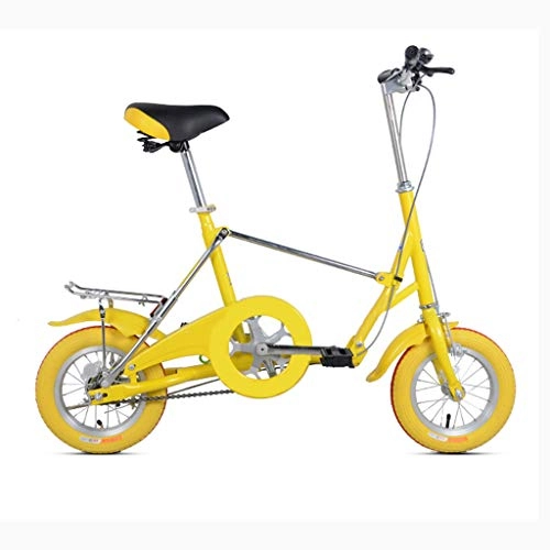 Falträder : AB folding bike Klappfahrrad Mini Student Erwachsene Männer und Frauen Arbeiten Fahrrad 35cm kleines Rad - gelb