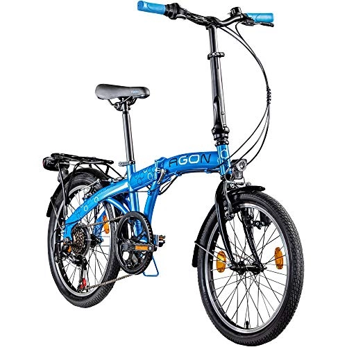 Falträder : AGON Parklane 20 Zoll Klapprad Fahrrad Faltrad Klappfahrrad 20" StVZO 6 Gänge Urban Bike (blau, 33 cm)