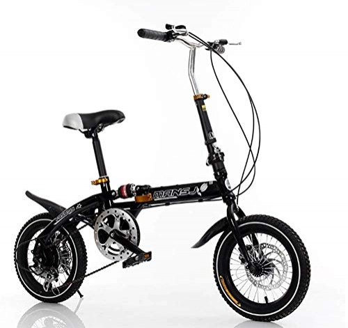 Falträder : AI-QX Cruiser Radfahren, Kinder Stadtfahrräder Falten, Kohlenstoffstahl, 6-Gang-Cruiser-Bikes, Leicht Zu Tragen, Schwarz, 14''