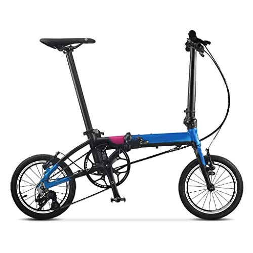 Falträder : AIAIⓇ Klappfahrrad Mini Ultra Light 36cm kleine runde Erwachsene schüler männer und Frauen Fahrrad - blau