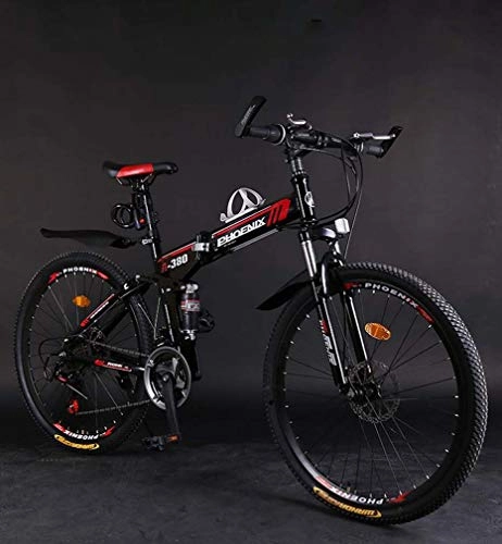 Falträder : AISHFP Faltbare Erwachsene Mountain Bike, Doppelscheibenbremse Bikes, Strand Snowmobile Fahrrad, Upgrade-High-Carbon Stahlrahmen, 24-Zoll-Räder, A, 21 Speed