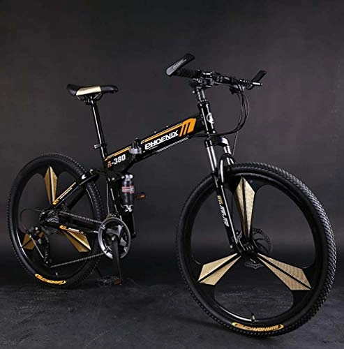 Falträder : AISHFP Faltbare Mountainbike, Doppelscheibenbremse Erwachsene, für Fahrräder, Strand Snowmobile Fahrrad, Upgrade-High-Carbon Stahlrahmen, 26-Zoll-Räder, B, 21 Speed