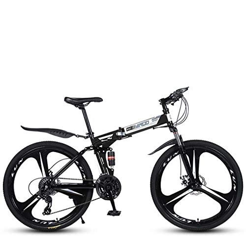 Falträder : AISHFP Folding Variable Speed ​​26 Zoll Mountainbike, Leichte High-Carbon Stahlrahmen Bikes Doppelscheibenbremse Fahrrad, 21-24-27 Geschwindigkeiten, Schwarz, 21speed
