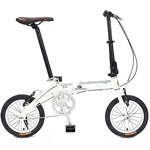 Falträder : All-Purpose Faltrad, Faltrad City Bike 14 Zoll, Klappsystem Komplett montierte Fahrräder Für alle Mann Frau Kind, Weiß