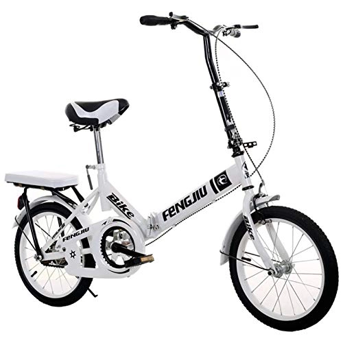 Falträder : ALUNVA 16 20 Zoll Erwachsene Klapprad, Urban Commuter Tragbares Fahrrad, City Compact Bike, Stadt Riding Bicycle, Weiß-Weiß 16inch