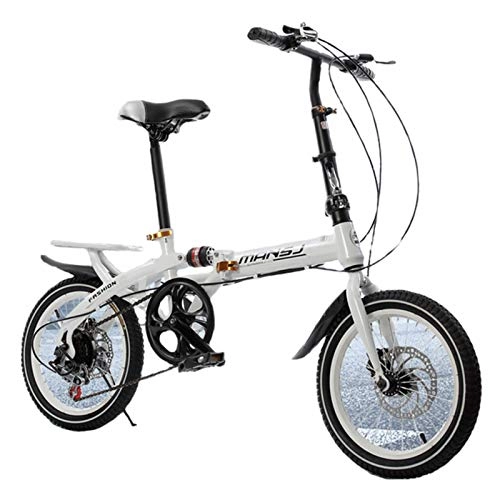 Falträder : ALUNVA Erwachsene Klapprad, 20inch Kohlenstoffstahl Tragbares Fahrrad, Mini City Faltbares Fahrrad, Hydraulische Scheibenbremse-Weiß 130x110cm(51x43inch)