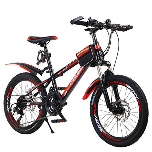 Falträder : ALUNVA Mountainbike, 20 24zoll Stoßdämpfung Outroad Fahrrad, Variable Speed Bike, Scheibenbremse Rennrad, Männlich Kind Vollsperrung MTB-Rot und schwarz 20inch