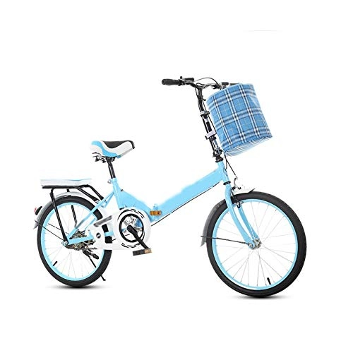 Falträder : AMEA 20 Zoll Faltrad Klapprad - Faltfahrrad für Herren Kettenschaltung - Folding City Bike-Unisex Faltbares Fahrrad Leichtes Fahrrad Fahrrad aus Kohlenstoffstahl, Blau, 16Inch