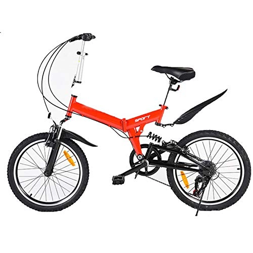 Falträder : AMEA Variabler Geschwindigkeit Klapprad, 6 Geschwindigkeiten 20 Zoll leichte Aluminium-Legierung für Männer und Frauen Fahrrad, Scheibenbremsen und Carbon-Stahlrahmen Unisex, Rot