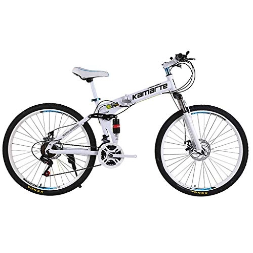 Falträder : AMH 24 Zoll Erwachsenen Speedbike Transport Werkzeug Faltbares Mountainbike - Leichtes Mini Faltrad Kleines tragbares Fahrrad Erwachsener Student (Weiß)