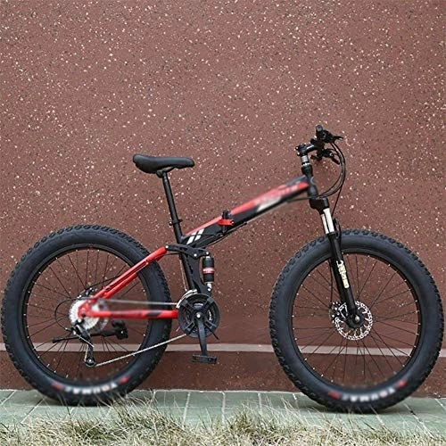 Falträder : AMhuui Faltbare Mountainbike, Off-Road-Bike Schnee Folding Doppelstoßdämpfung Variable Speed ​​Scheibenbremse