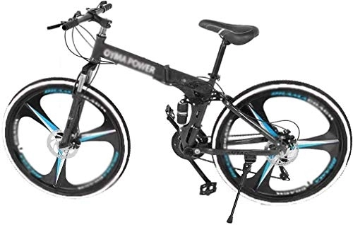 Falträder : AMhuui Faltrad, Herrenrad Doppelscheibenbremse Bike Carbon Steel Mountainbike Full Suspension Fahrrad Herren Erwachsene