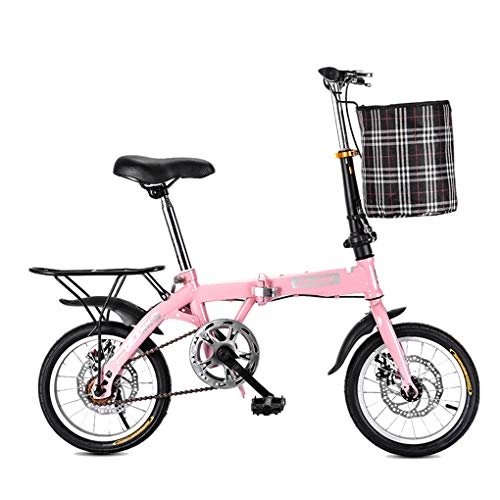 Falträder : AOHMG 20'' Faltrad klapprad, 7- Gang Leichte Stahlrahmen Pendler Faltbare Stadt Fahrrad, mit Anti-Skid Wear-Resistant Reifen, Pink
