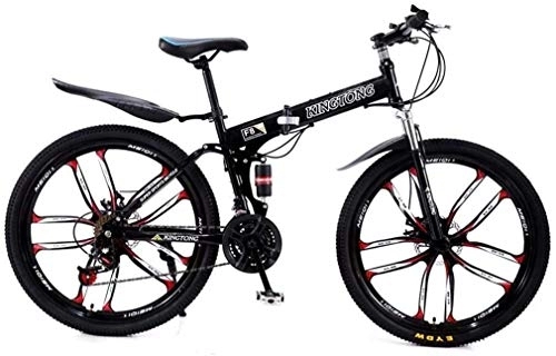 Falträder : Aoyo Mountainbike Falträder, 27-Gang-Doppelscheibenbremse Fully Anti-Rutsch, leichten Alurahmen, Federgabel, (Color : Black3, Size : 24 inch)