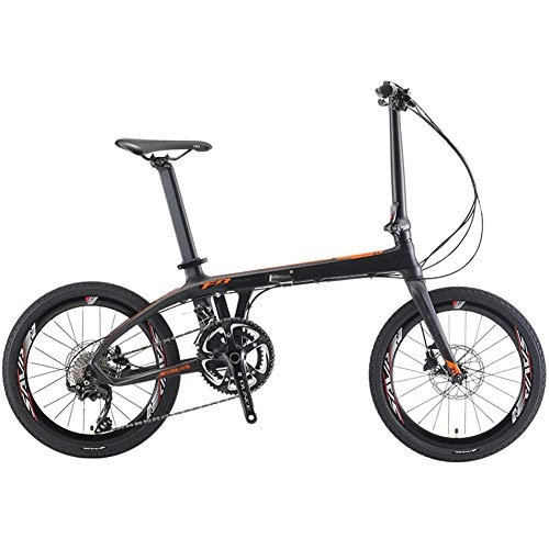 Falträder : AQAWAS 20-Zoll-Faltrad, 22-Gang Leichte Aluminium Faltbare Compact Fahrrad, Gro fr Stadt REIT- und Pendeln, fr Erwachsene Anti-Rutsch-Fahrrder, Orange