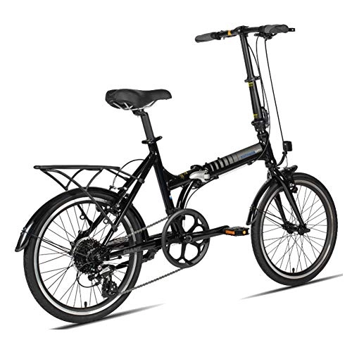 Falträder : AQAWAS Erwachsene Faltrad, Leichte Aluminium Faltbare Compact Bicyclem, Gro fr Stadtreiten und Pendeln, mit Anti-Skid und verschleifesten Reifen, Black