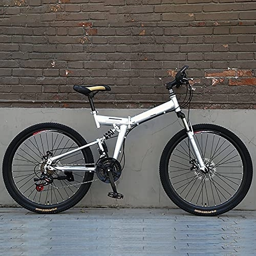 Falträder : ASPZQ 26-Zoll-Mountainbike Erwachsene Herren- Und Damen-Doppelscheibenbremsen Mit Variabler Geschwindigkeit Fahrrad Faltbares Mountainbike, Silber, 24 inches