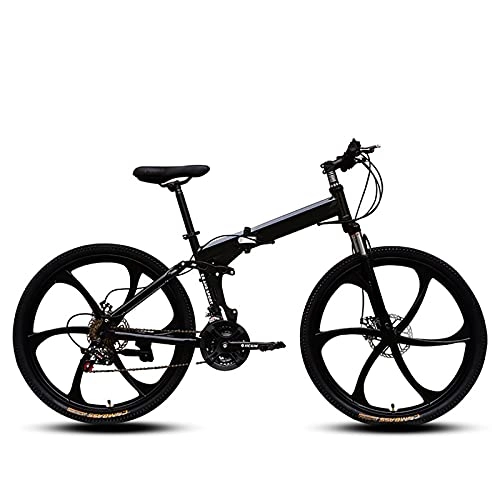 Falträder : ASPZQ Dual-Scheibenbremse-Faltrad, Komfortables Mobiler Tragbares Kompaktes Leichte Faltende Mountainbike Erwachsene Student Lightweight Bike, Schwarz, 24 inches