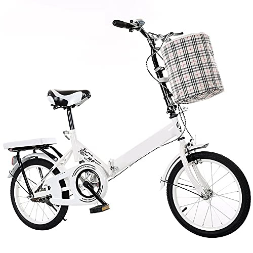 Falträder : ASPZQ Fahrradklapper Tragbarer Kleiner Und Ultra-Light-Studenten-Fahrrad-Frauenfrauen-Frauen College 20-Zoll-Generation Erwachsener, Weiß, 16 inches