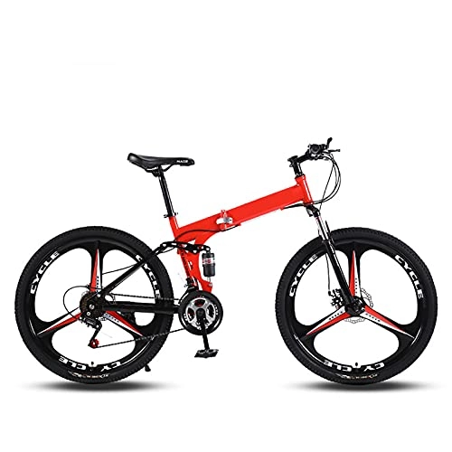 Falträder : ASPZQ Faltendes Mountainbike, Komfortables Mobiles Mobile Tragbare Kompakte Leichte Doppelte Discbremse Faltendes Faltrad Bike Erwachsener Student Leichte Fahrrad, Rot, 21 inches