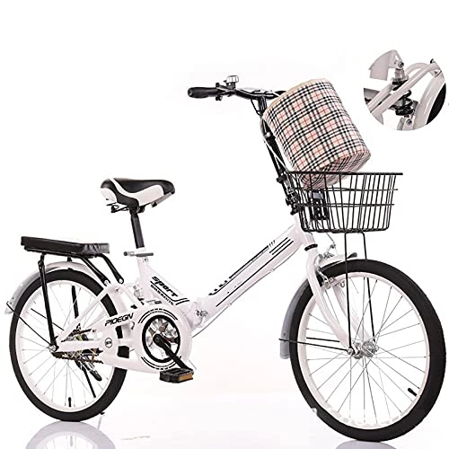 Falträder : ASPZQ Faltfahrräder, Bequemes Mobiles Mobiler Tragbares Kompaktes Leichte Faltbare Faltende Fahrrad Erwachsene Student Lightweight Bike, Weiß, 16 inches