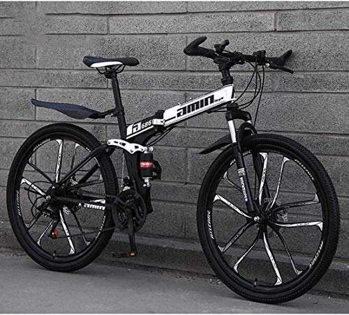 Falträder : AYDQC Mountainbike-faltende Fahrräder, 26inch 24-Gang-Doppelscheibenbremse Volle Suspension Anti-Rutsch, Leichter Aluminiumrahmen, Federgabel, weiß, d 5-29 fengong