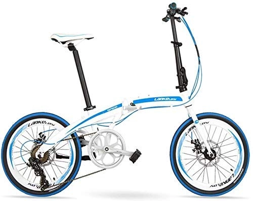 Falträder : AYHa 7-Gang Faltrad, Erwachsene Unisex 20" Light Weight Falträder, Aluminium Rahmen Leichtes bewegliches faltbare Fahrrad, Weiß, Spokes
