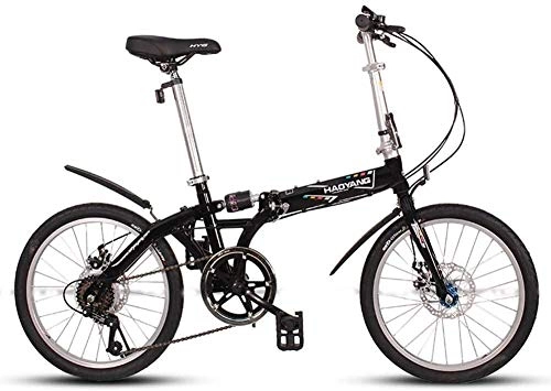 Falträder : AYHa Erwachsene Unisex Falträder, 20" 6-Gang High-Carbon Stahl faltbares Fahrrad, Fahrrad leichte, tragbare Doppelscheibenbremse Folding City Bike, Schwarz