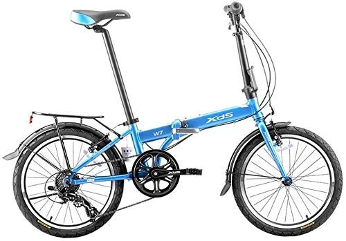 Falträder : AYHa Faltrad, Erwachsene faltbares Fahrrad, 20-Zoll-6-Gang-Aluminiumlegierung Urban Commuter Fahrrad, leichte, tragbare, Fahrräder mit Front- und Heckkotflügel, Hellblau
