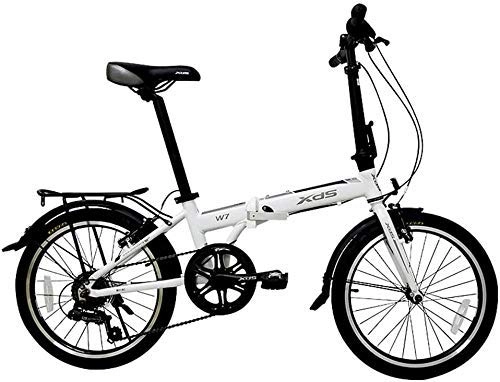 Falträder : AYHa Faltrad, Erwachsene faltbares Fahrrad, 20-Zoll-6-Gang-Aluminiumlegierung Urban Commuter Fahrrad, leichte, tragbare, Fahrräder mit Front- und Heckkotflügel, Weiß