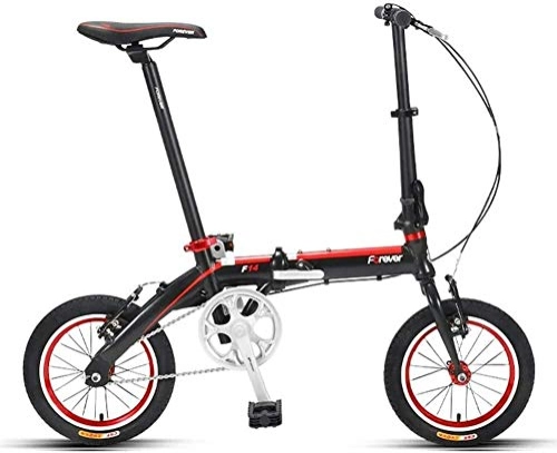 Falträder : AYHa Mini Faltrad, Erwachsene 14" Single Speed ​​faltbares Fahrrad, Junior School Students Leichtgewichtler Faltrad, leichte, tragbare, Schwarz