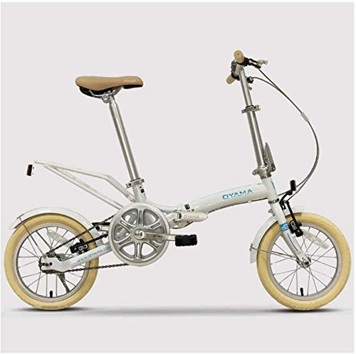 Falträder : AYHa Mini Folding Bikes, 14 Zoll Erwachsene Frauen Single Speed ​​faltbares Fahrrad, leichte, tragbare Super Compact Urban Commuter Fahrrad, Weiß