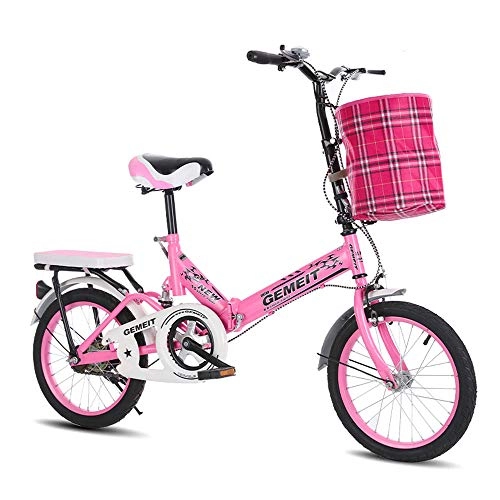 Falträder : B-yun 20-Zoll-Klappfahrrad Light Work Multifunktionales Stoßdämpfendes Fahrrad Für Kinder Und Erwachsene Tragbares Damen-Shopper-City-Fahrrad(Color:Rosa)