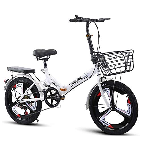 Falträder : B-yun Faltbare Speedbikes 20 Zoll Kleine Tragbare Student City Fahrrad Fahrradschock Doppelscheibenbremsen Rutschfestes Fahrrad Für Männer Frauen(Color:Weiß)